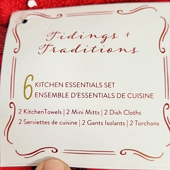Tidings+Traditions Two Towels 2 Mini Mits 2 Dish Cloths Red & Black Plaid (NWT) - Picture 6 of 7
